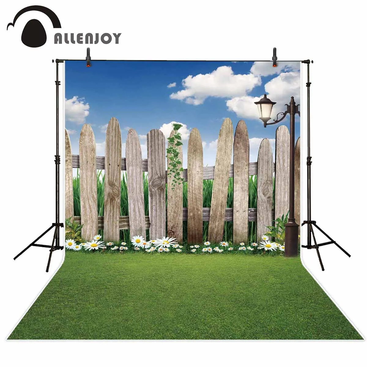 

Весенний фон для фотосъемки Allenjoy, зеленый сад, деревянная загородка, пасхальный фон, полиэстеровый Фотофон, детский портрет, фотозона