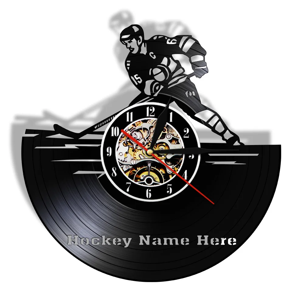 Настенные часы для хоккея силуэт настенное искусство домашний декор виниловые