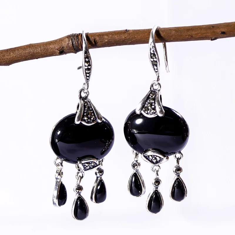 Женские серьги подвески из стерлингового серебра 925 пробы с цветными гранатами