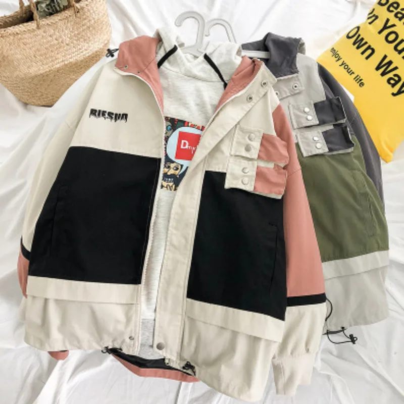 Женская свободная куртка в стиле хип-хоп | одежда