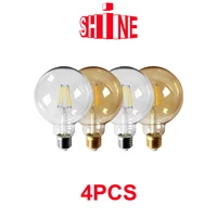 4pcslot retro edison filament bulb g95 e27 6w bombillas 220v 240v vintage lamp 2500k gold glass bulb home decoration