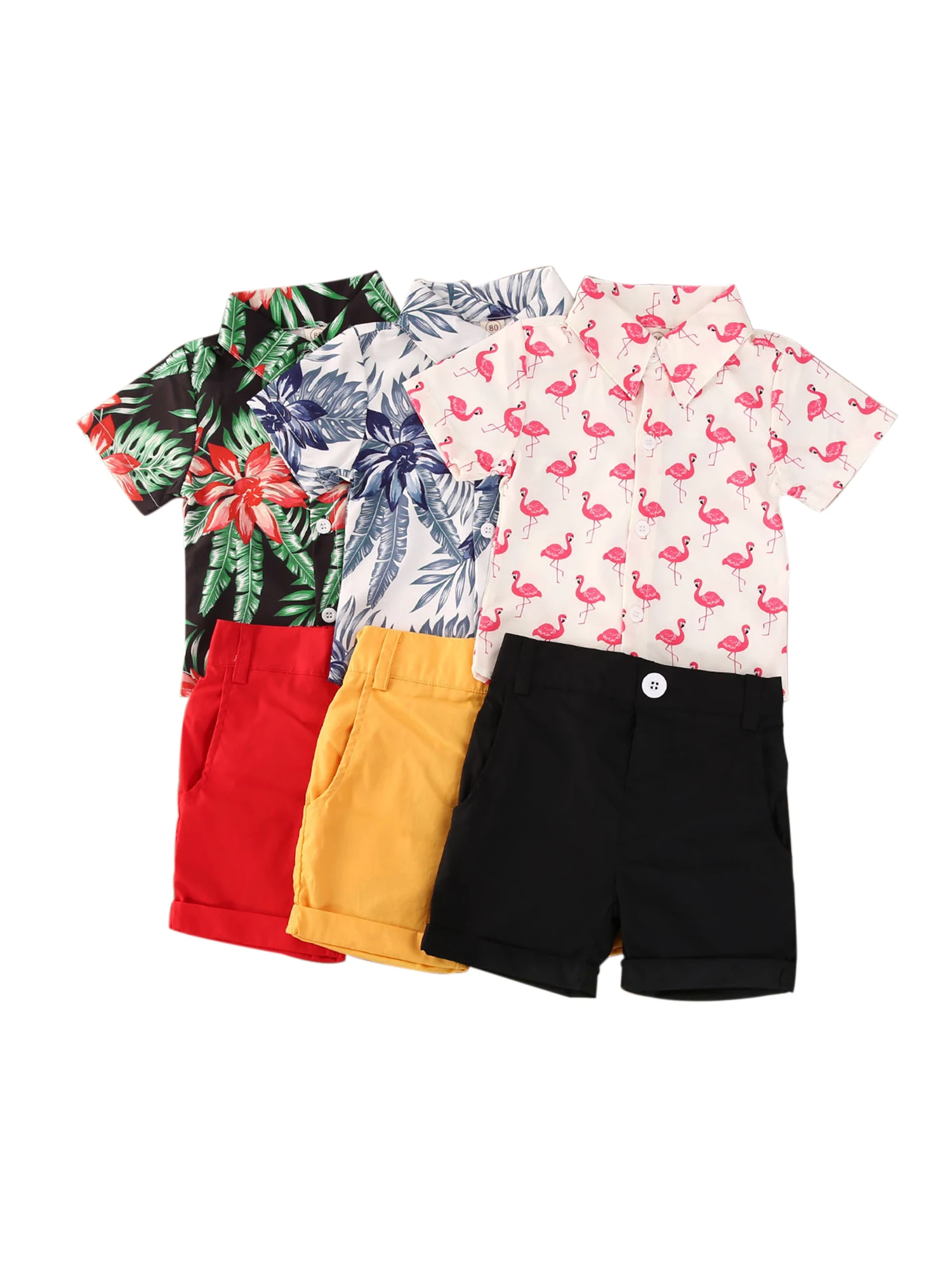 

Комплект модной одежды для маленьких мальчиков джентльмен короткий рукав с воротником-стойкой с отложным воротником с принтом с шортами дл...