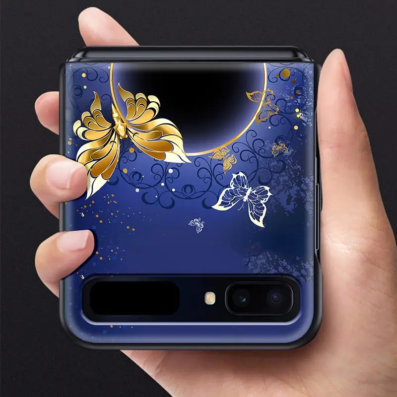 

Butterfly Cute PC Case For Samsung Galaxy Z Flip 5G 6.7Inch Black Shell Hard Folding And Splitting Coque Phone Capa