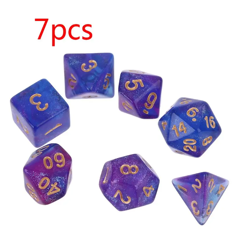 

7pcs D4-D20 Acrylic Polyhedral Dice 20 Sided Dices Table Board Role Playing Game for Bar Party