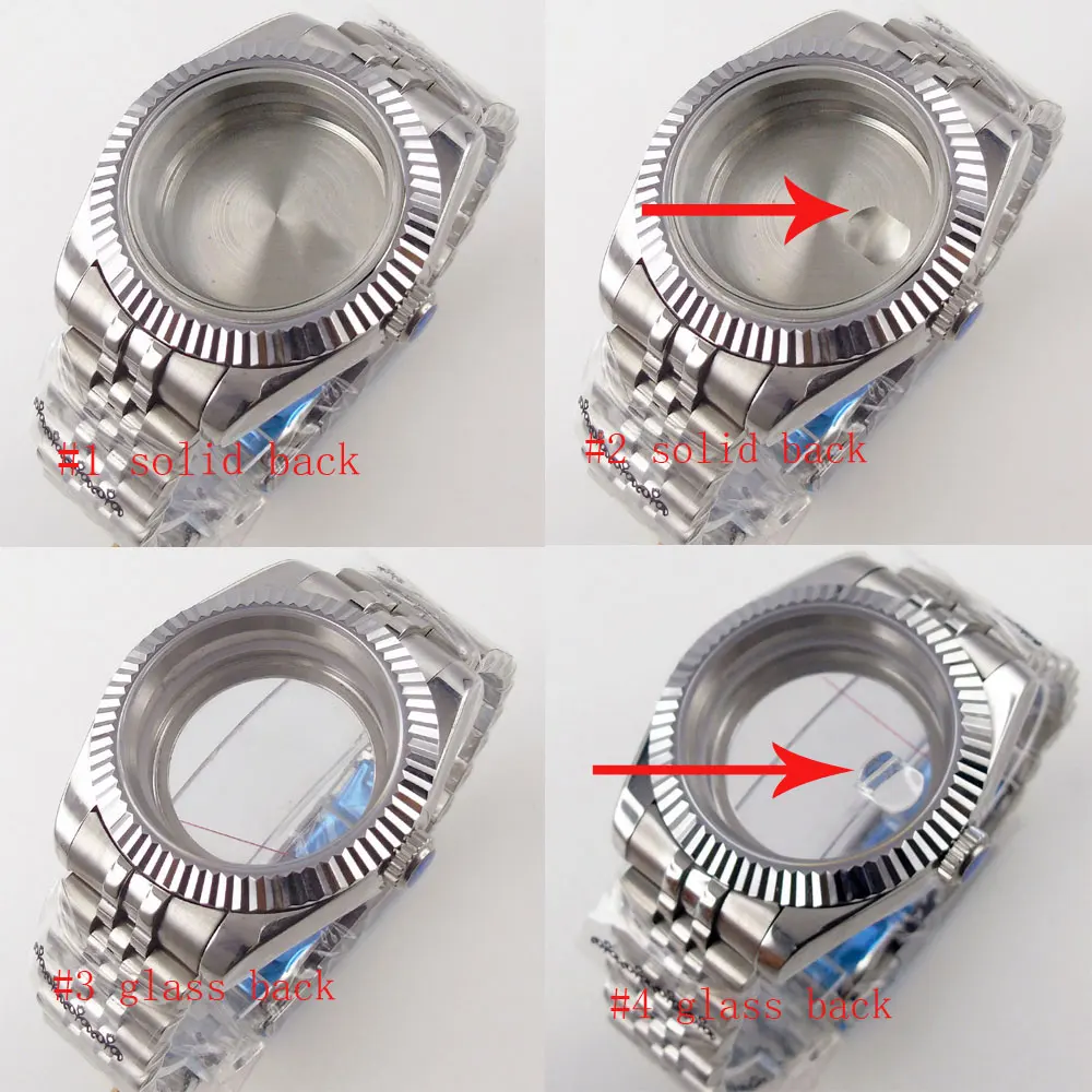 40mm Watch Case fit NH35A NH36A Seeing Back Rotating Insert Sapphire Crystal magnifier Screwdown Crown