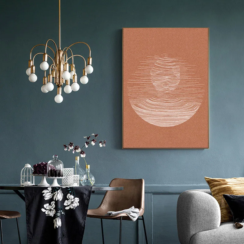 Современная абстрактная картина с солнцем минималистичное художественное