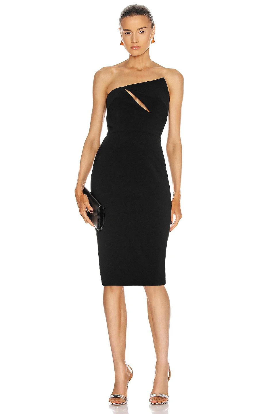 

KLEEZY 2021 Summer Women's Bandage Black Dress Off Shoulder Hollow Split Bodycon Midi Dresses Vestido Evening Party Clothing