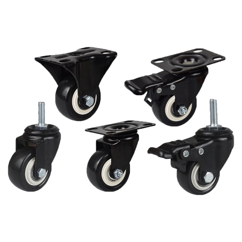 

1.5" 2" Caster Wheels, Heavy Duty Casters with Brake Set of 4, Locking Casters w/ 360 Degree No Noise Polyurethane (PU) LXAC