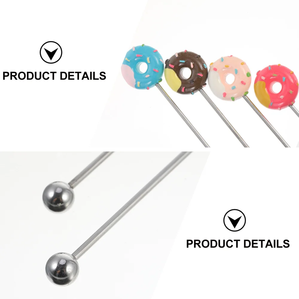 

4Pcs Donut Shape Blender Stainless Steel Swizzle Stick Cocktail Coffee Stirrer