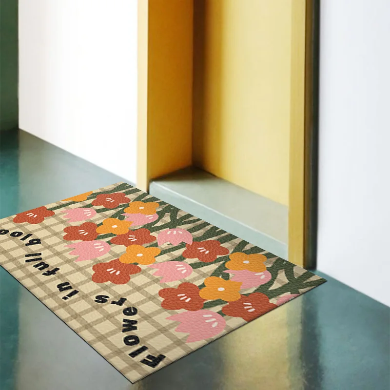 

Cartoon dirt-resistant kitchen floor mats small fresh door mats disposable and wipeable leather carpet pvc mats welcome mat