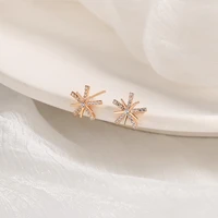 double pentagonal star rose gold earrings elegant temperament women 925 silver zircon snowflake windmill ear jewelry