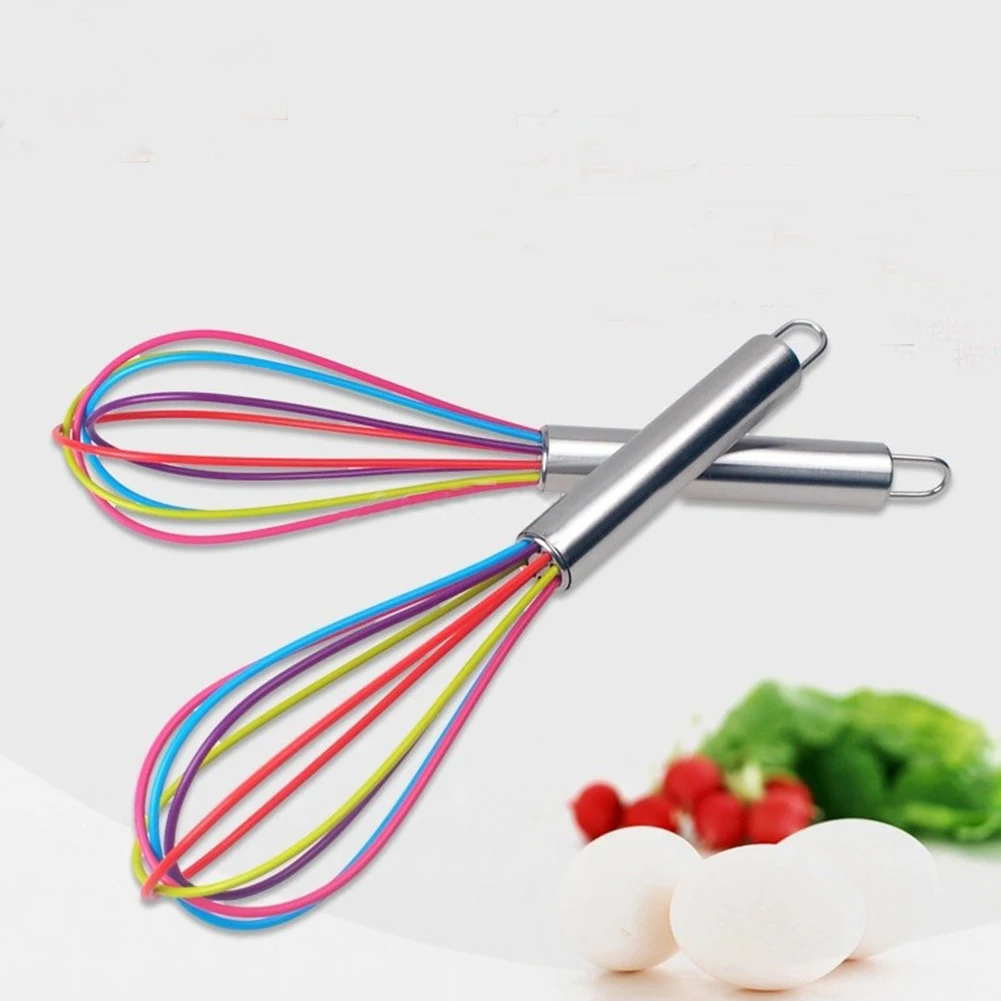 

Stainless Steel Handle Silicone Balloon Wire Egg Beater Whisk Mixer Kitchen Tool