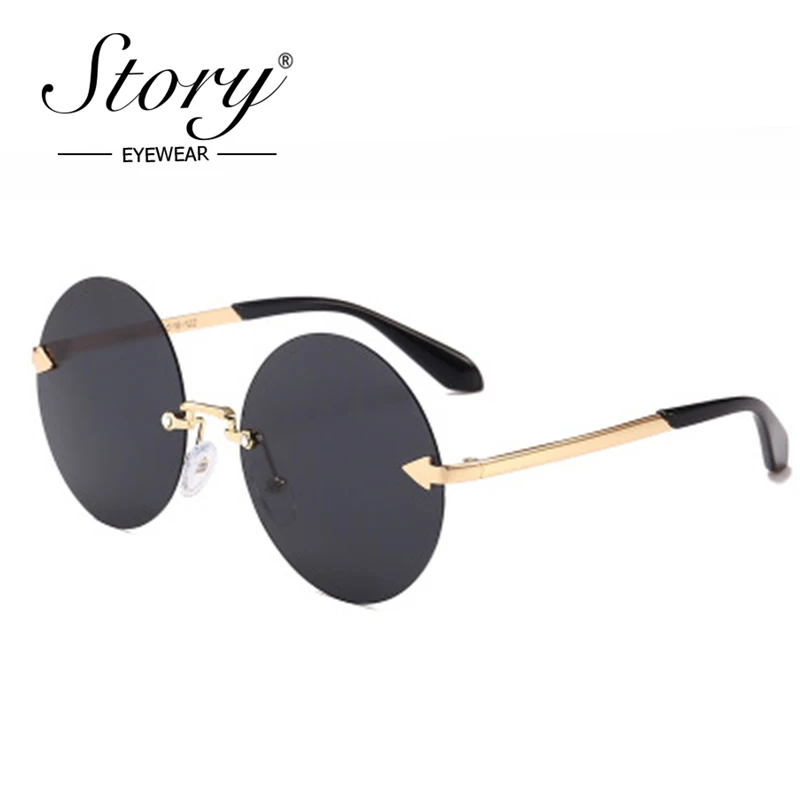 Очки солнцезащитные женские в круглой металлической оправе золотистые|oculos