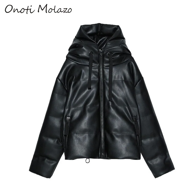 Black Onoti Molazo, Женское Пальто, Куртки из искусственной кожи, повседневные, толстые, зимние, модные, элегантные, женские, шикарные, модные куртки, пальто для женщин, новинка - Цвет: Black