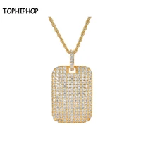 tophiphop full ice cubic zircon pendant square fashion luxury necklace rapper matching chain ladies jewelry gift