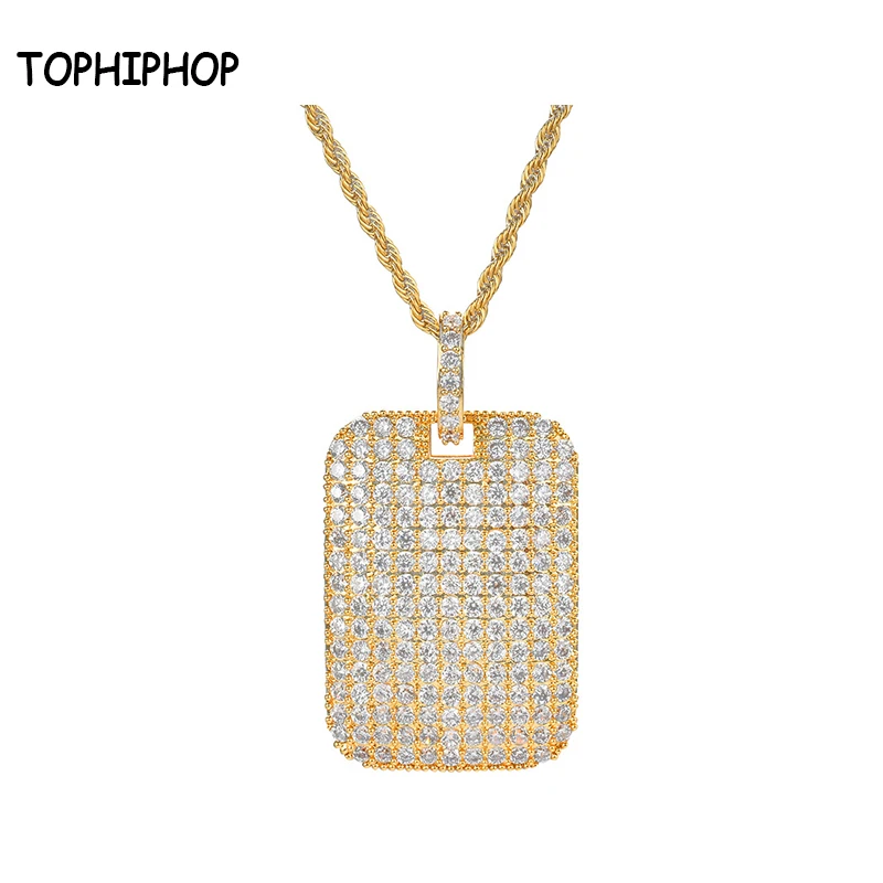 TOPHIPHOP цепочка с кулоном из фианита квадратное модное роскошное ожерелье