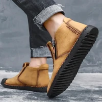 fashion men pu leather boots ankle soft slip on shoes casual male safety boots tooling outdoor big size 38 48
