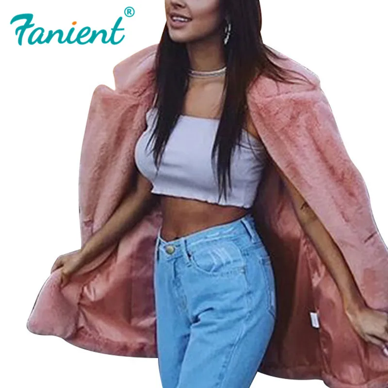 Женское меховое пальто на сезон осень-зима искусственное с закрытой пуговицей