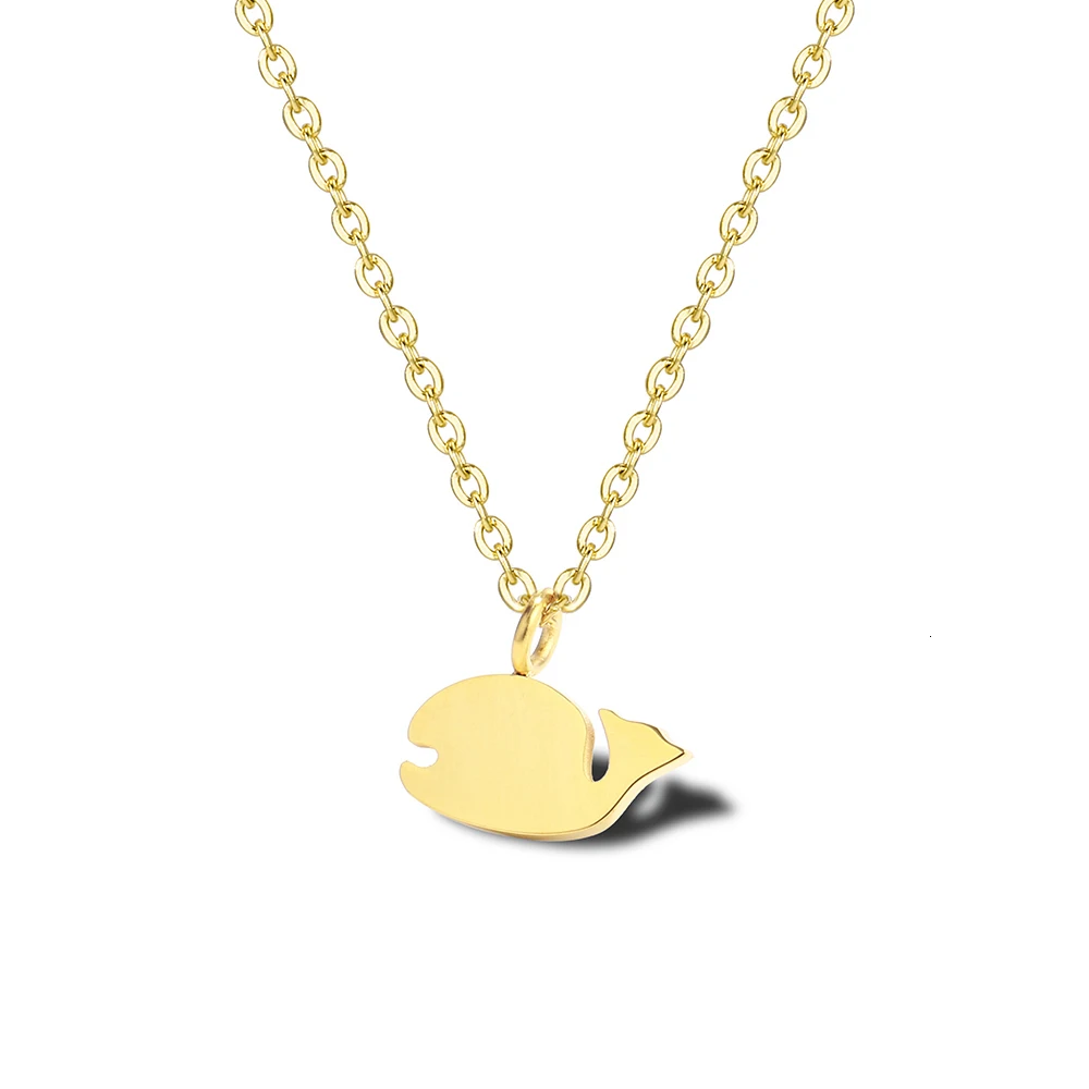 RIR минималистский золотой милый КИТ изысканное ожерелье из нержавеющей стали