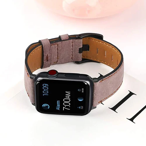 pink Ретро-стиле, из натуральной кожи, ремешок для наручных часов Apple Watch 4 5 44 мм 40 мм, 42 мм, 38 мм, версия наручных часов iwatch, ремешок Watch series 5/4/3/2/1 браслет аксессуары - Цвет ремешка: pink