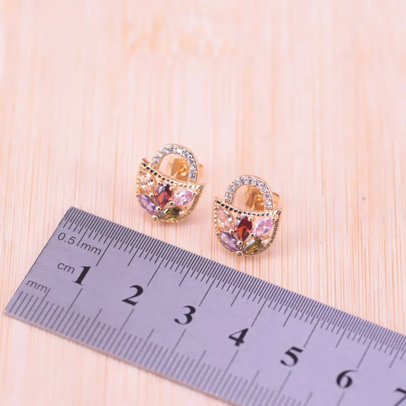 Акция корзина квадратный цвет яркий циркон цветок золотой костюм ювелирные