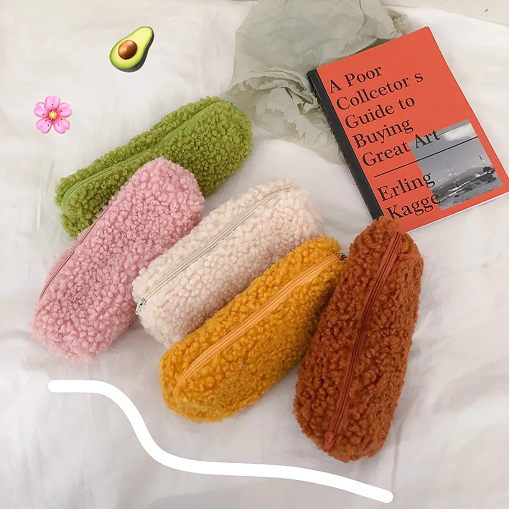 Pouch Plush Pencil Case Kawayi Zippered Bag Fuzzy School Stationery Children's Day Gifts