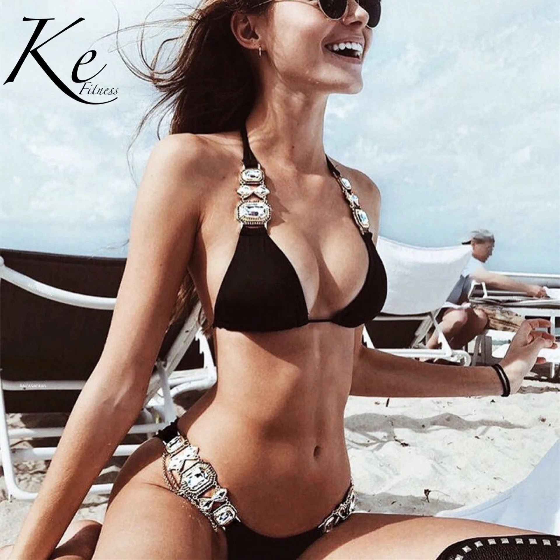 KE сексуальное бикини 2020 модели с рисунком в виде алмазной цепи купальник золото