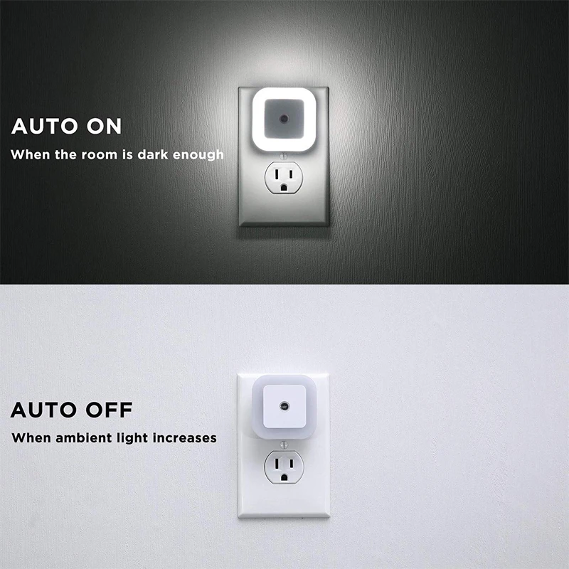 Plug-in LED Night Light Sensor Light 110V / 220V EU Plug / US Plug for Bedroom, Bathroom, Kitchen, Hallway, Stairs