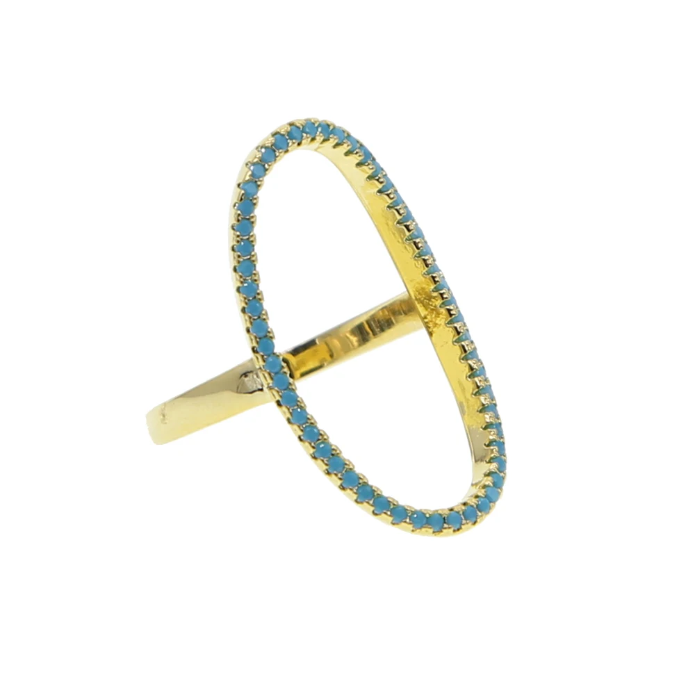 Богемные сверкающие полые овальные кольца паве синий крошечный кубический