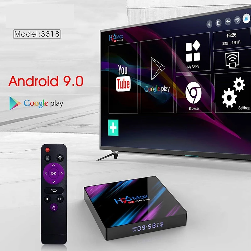 ТВ-приставка H96 MAX Android Rockchip RK3318 2 + 16 ГБ H.265 4K 60 кадров/с для Google Store Netflix Youtube |