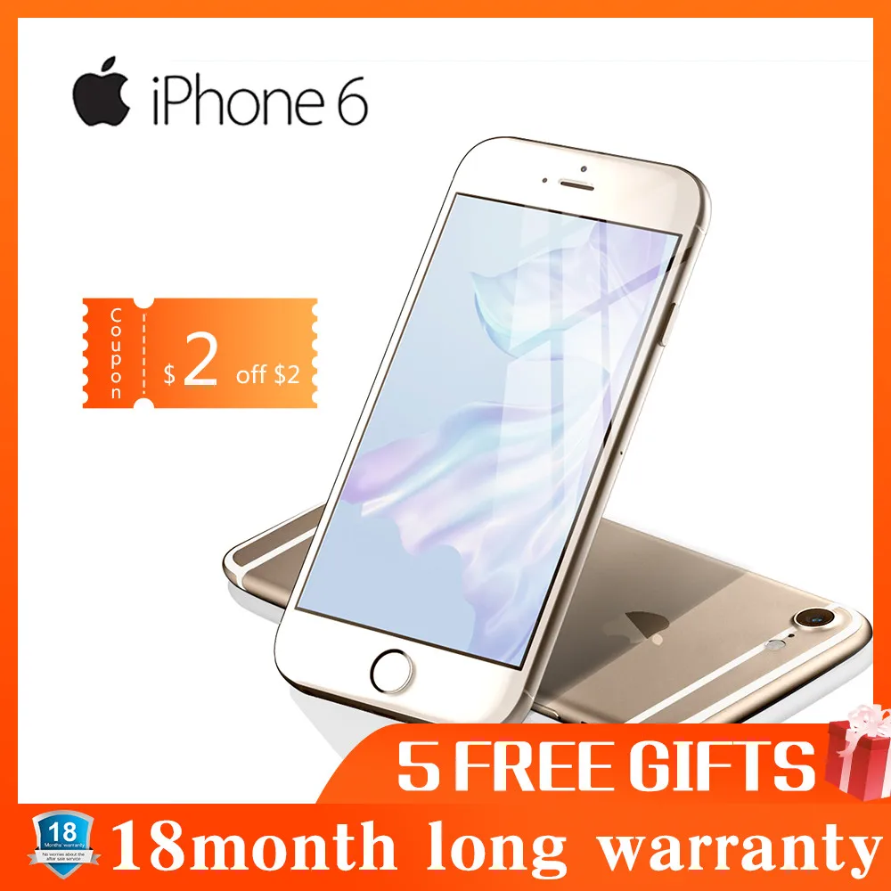 Отремонтированный Смартфон Apple iPhone 6, 1 ГБ ОЗУ, 16 Гб ПЗУ, 4,7 МП, LTE камера, отпечаток пальца, разблокирован, дюймов, мобильный телефон, Wi-Fi, gps, 4G