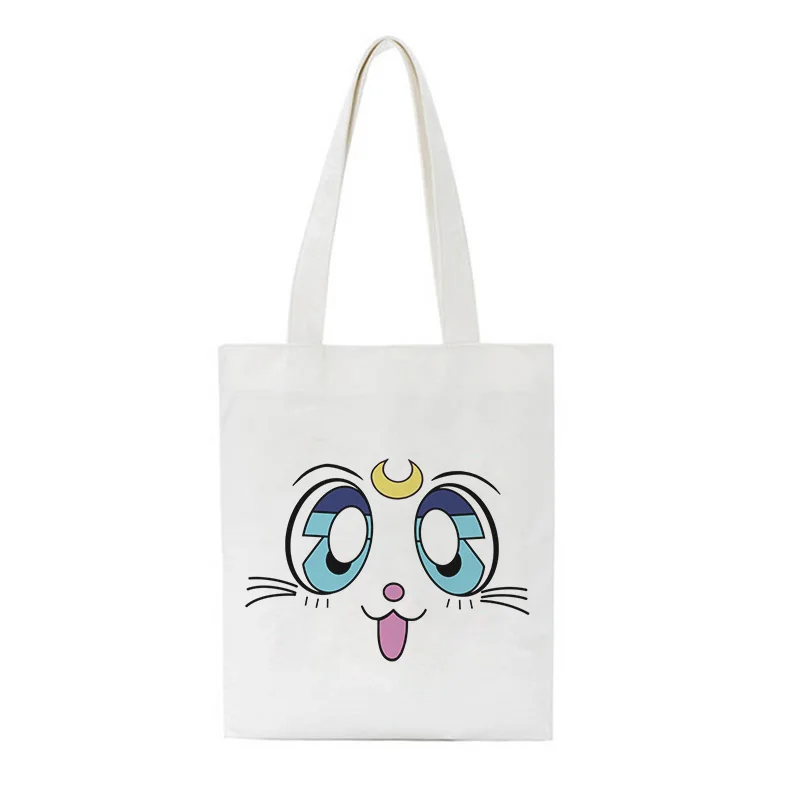 2856 Сейлор Мун кошка милая сумка на плечо Новинка Harajuku мультфильм печати холщовые сумки колледж открытый карман Большая вместительная сумка женская сумка - Цвет: 2856
