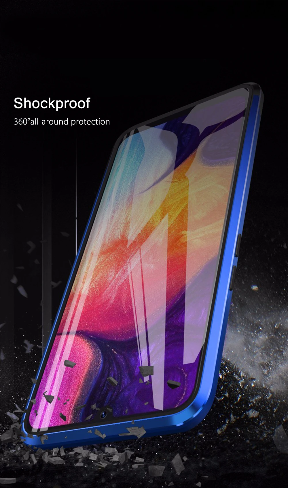Магнитный чехол для samsung Galaxy A40 A70, чехол, противоударный бампер, двухсторонний, закаленное стекло, металлический чехол для samsung A 40 70, чехол