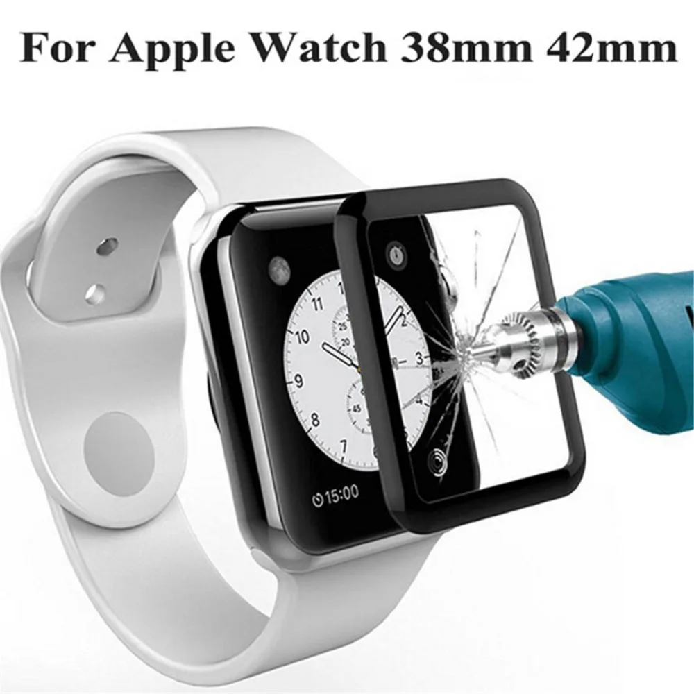 2pcs 3D Curved Full Coverage Tempered Glass Protective Film For Apple Watch Series 1/2/3 38mm 42mm | Электроника
