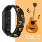 Гитарный ремешок для Xiaomi Mi Band 6 5 4 3 сменный Браслет Мультяшные силиконовые браслеты для xiaomi band 65 MiBand 6 5 4 3