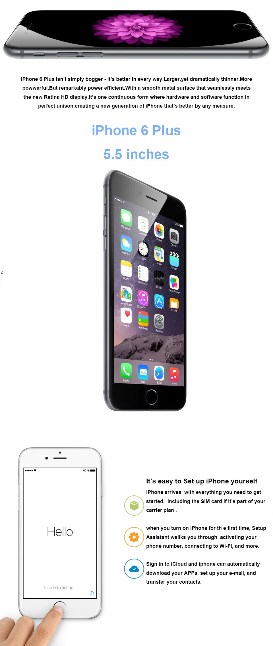 Используется разблокированный Apple iphone 6 Plus 5," 16 Гб/64 Гб/128 ГБ двухъядерный IOS iphone 6plus 8MP камера 4G LTE