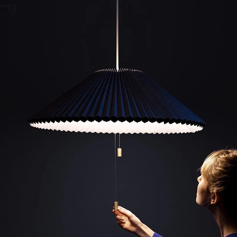 

Nordic Designer Deformable Stretchable Pendant Lights Pleated Lampshade Modern Minimalist Adjustable Luminaire Restaurant Study