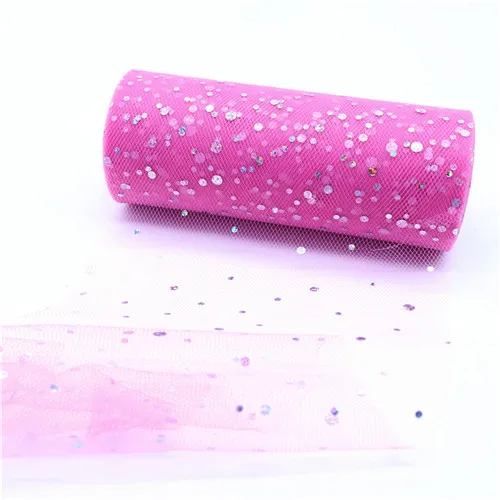 hot pink 15 см 25 ярдов лазерные блестки органза рулонные Тюлевая Ткань DIY Baby Shower свадебное украшение на День Благодарения домашнее украшение для вечеринки в день рождения - Цвет: hot pink