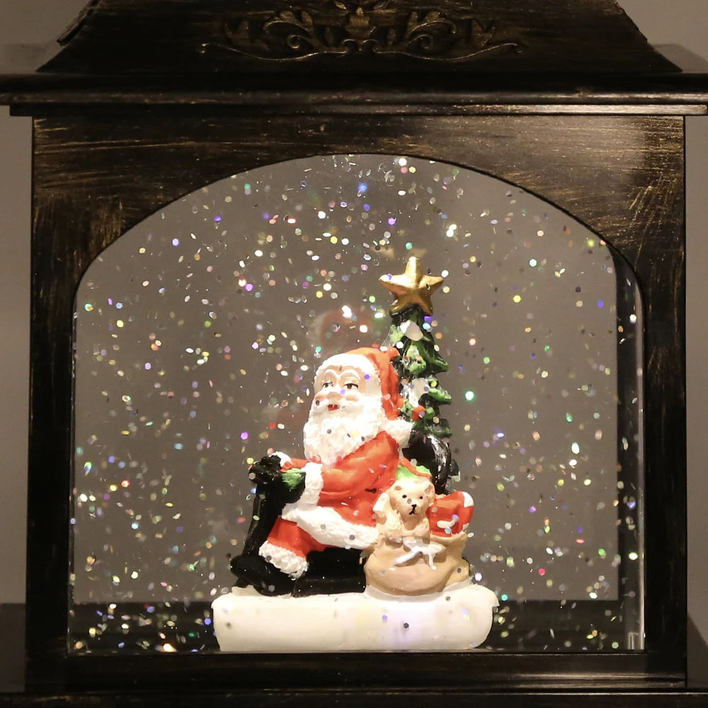 

Santa LED Water Glitter Decorations Lighted Globe Snow Lantern
