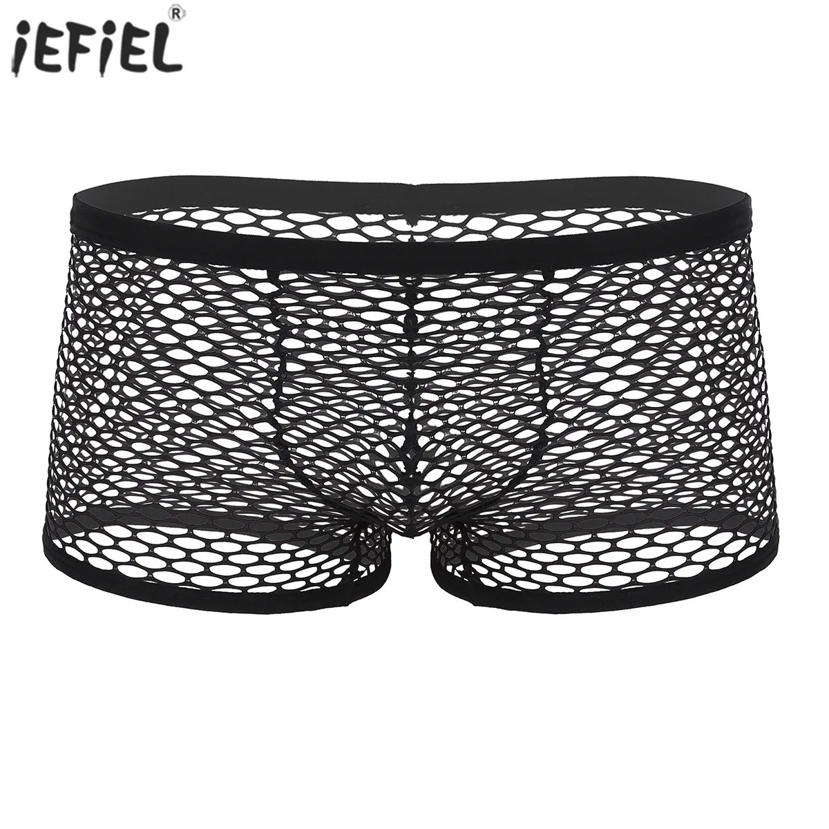 Для мужчин трусы боксеры дышащие прозрачная в крупную сетку сексуальное нижнее