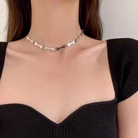 new splicing bone sweet cool style titanium steel necklace female niche design short style light luxury fashion cold style clavi