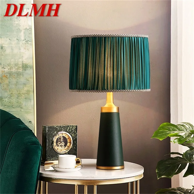 

DLMH Brass Table Lamp Green Desk Light Contemporary Luxury LED Decoration for Home Bedside