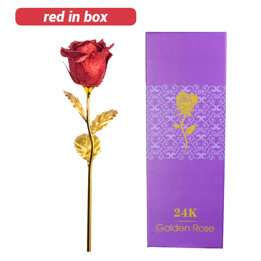 red in box Романтический Красочный светодиодный сказочный розовый искусственный Галактический цветок розы для подруги, подарок на день Святого Валентина, свадебный Декор для дома - Цвет: red in box