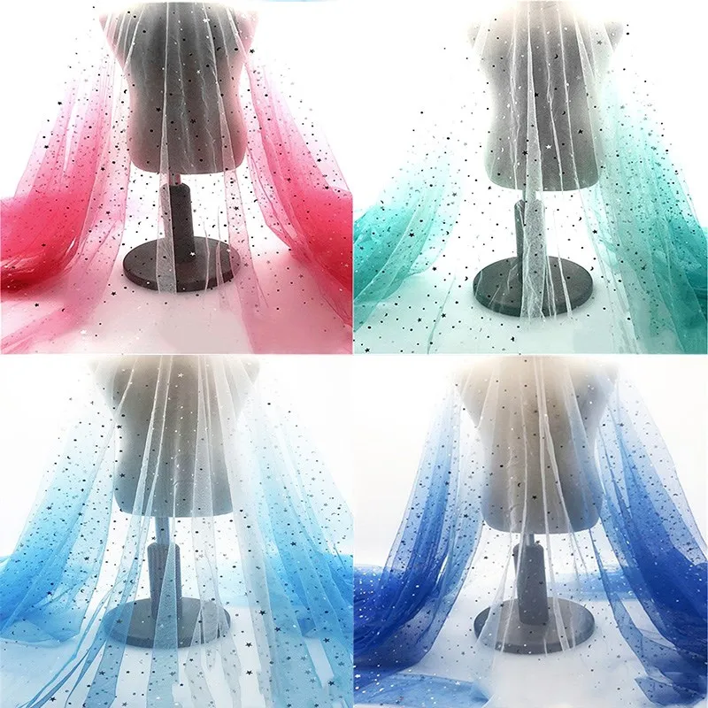 Градиентной радужной расцветки с фатином и блестками Ткань Diy детского дня