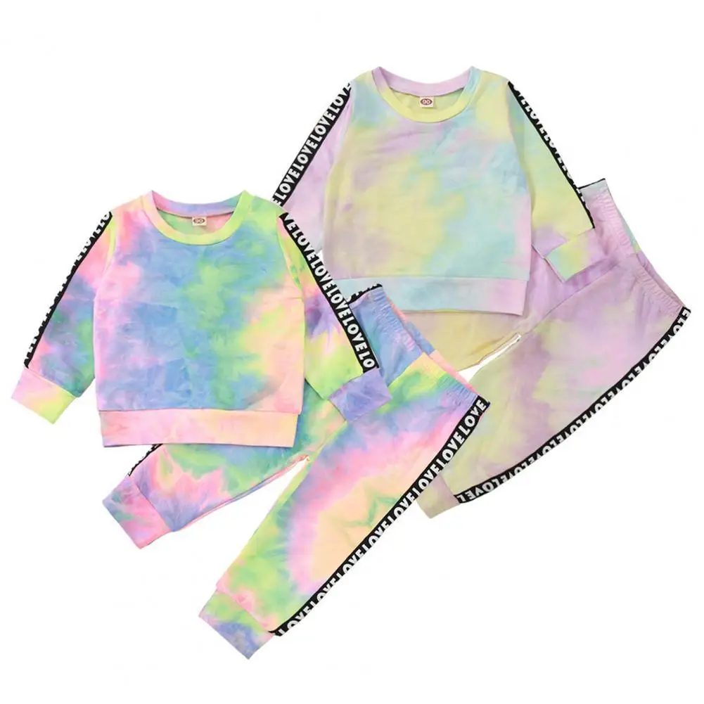 

Детская футболка с круглым вырезом, свободные штаны с принтом и завязкой, штаны с длинным рукавом, костюм для отдыха