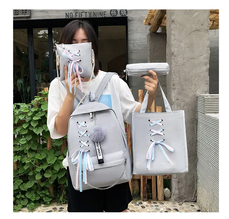 Школьный ранец для девочек-подростков однотонный рюкзак колледжа с защитой от