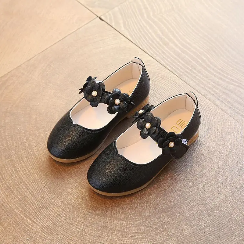 Zapatos de cuero para ni&ntilde;as, calzado plano de princesa, flor dulce para boda, a la moda, 2022-1