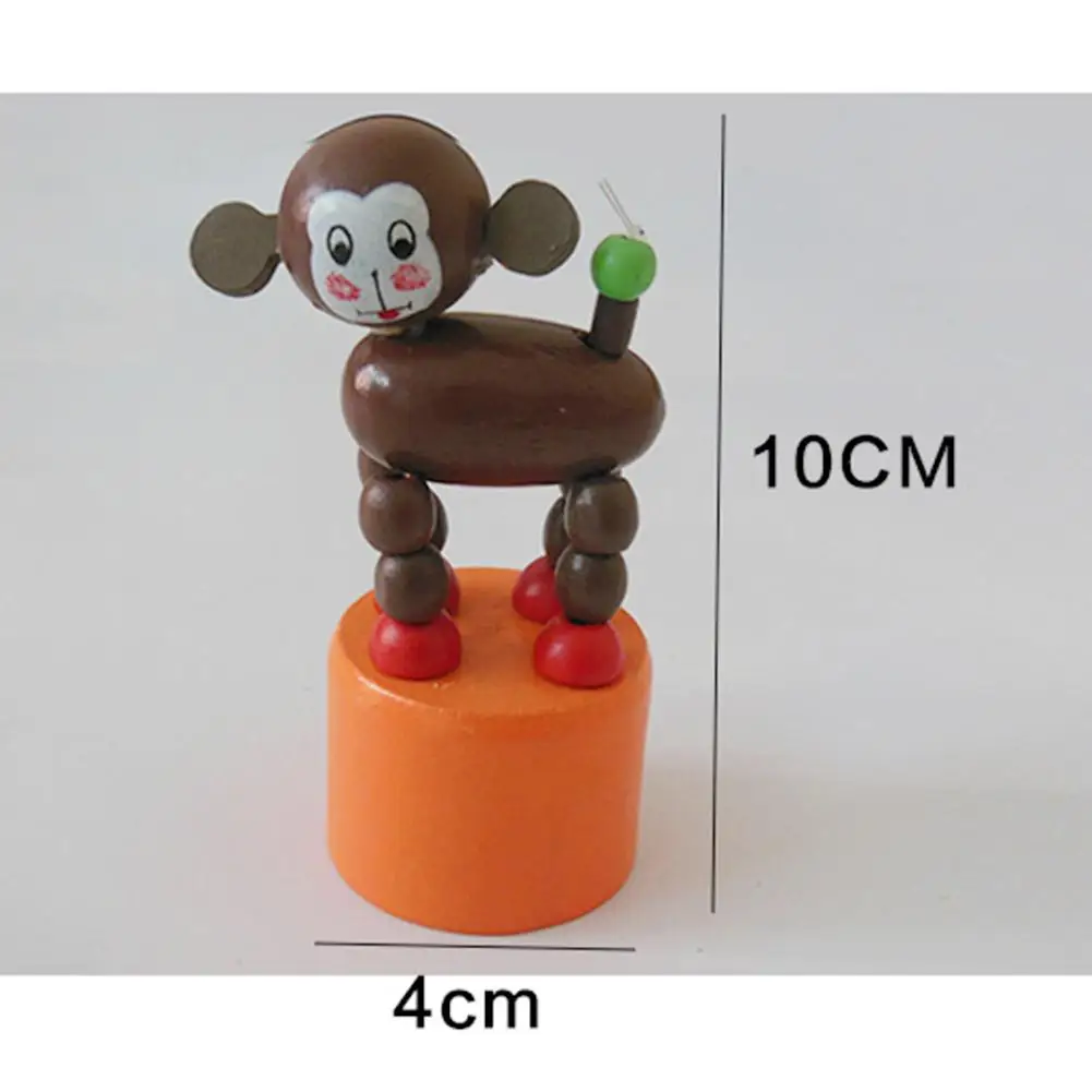 

12Pcs/Set Wooden Animal Push up Press Moving Doll with Base Interactive Kids Toy Funny Children Gift Tabletop Ornaments