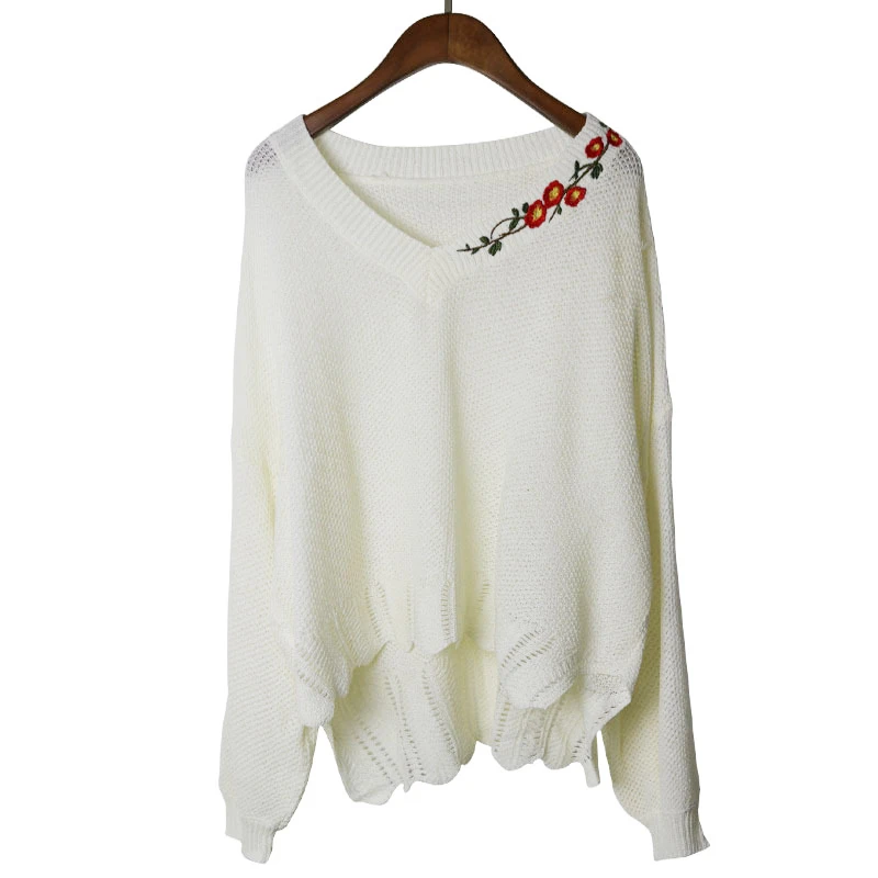 Max LuLu 2020 Autumn Fashion Chinese Womens V Neck Pullovers Ladies Embroidery Casual Sweaters Loose Oversized Knitted Jumpers | Женская