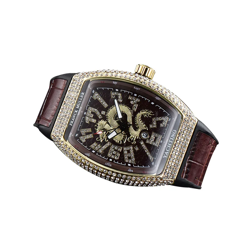 

Manufacturers supply 8122 Chinese dragon, single calendar quartz watches, dragon wine barrel large dial retro watches